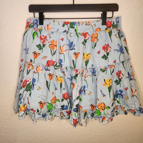 HILL HOUSE Home Of The Paz Skirt Light Blue Space Floral Size Floral Print 2xl - Picture 12 of 16
